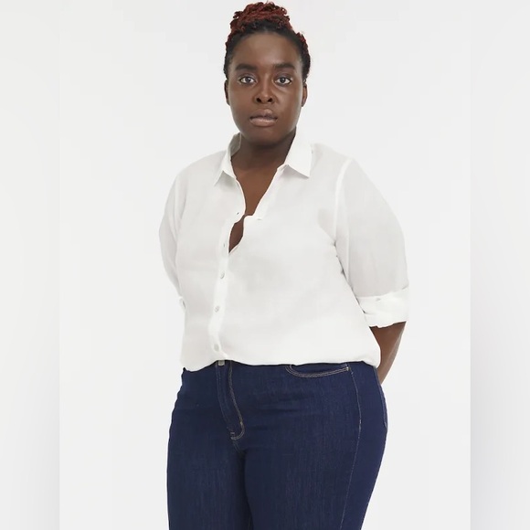 100% Linen button down blouse shirt - Picture 9 of 9